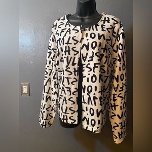 SHEIN Curve White Jacket with black Graphic Letters